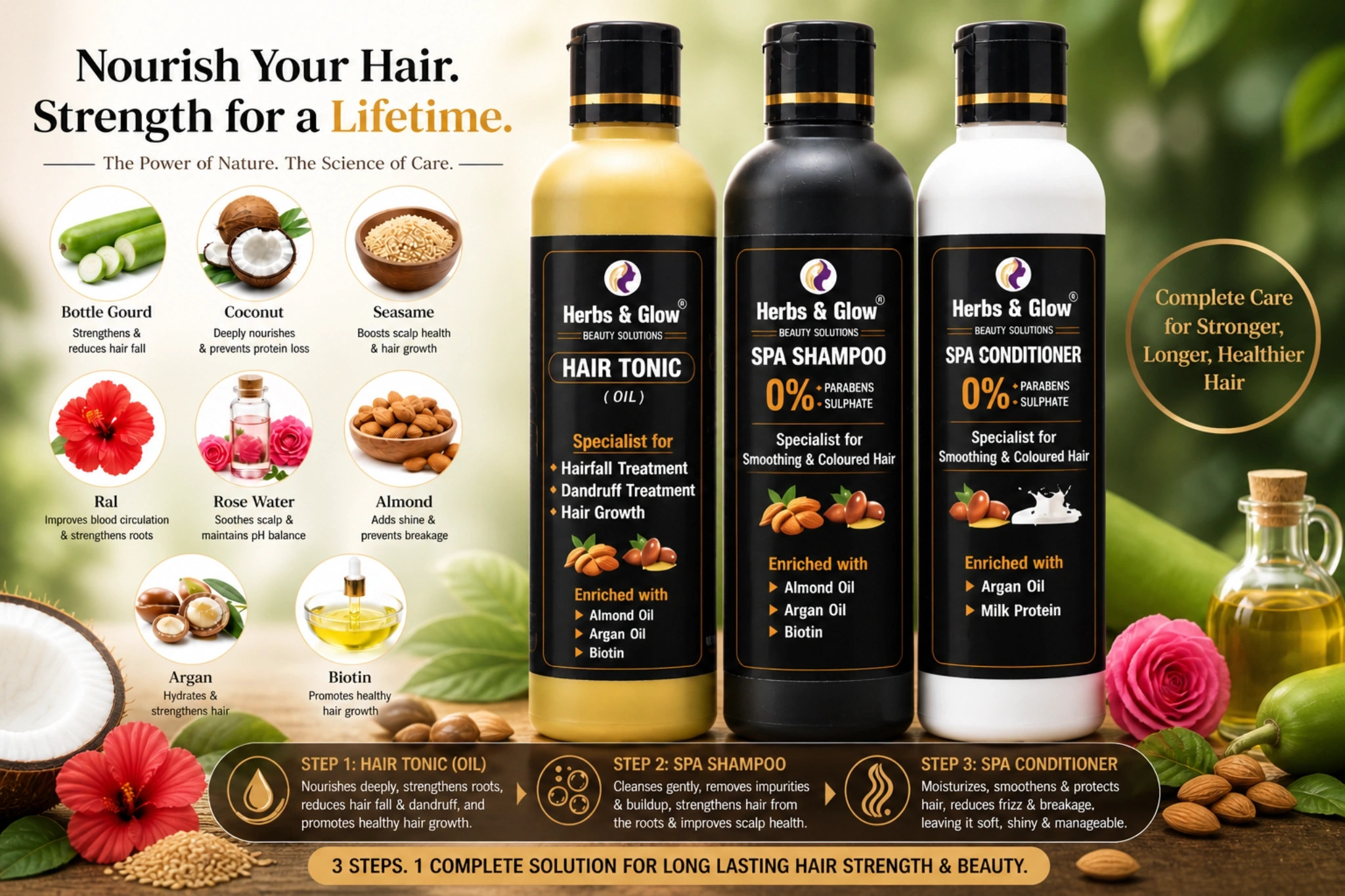 Combo of Hair Tonic, SPA Shampoo and SPA Conditioner 200 ML Each